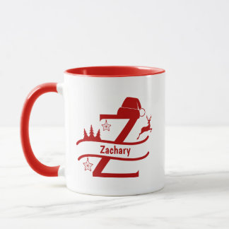 Custom Letter Z Name Christmas Monogram Mug