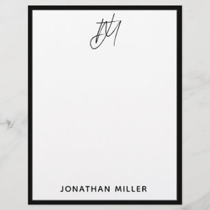 Custom Letterhead with Two-Initial Script Monogram