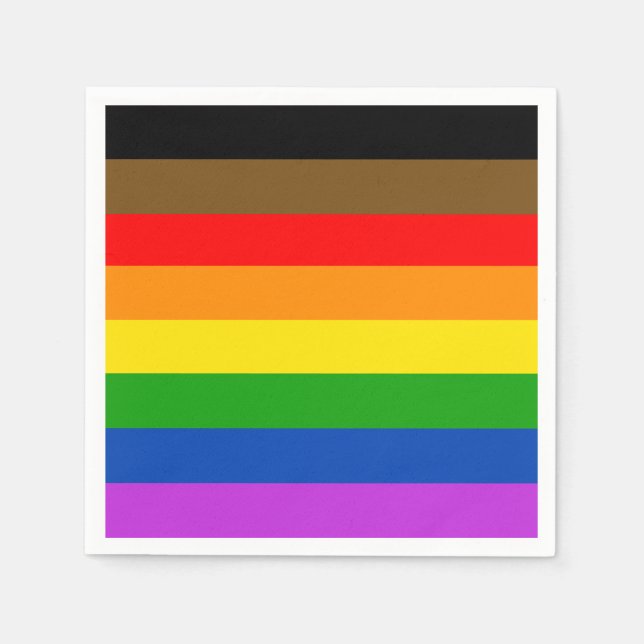 Custom LGBTQ Pride People of Colour Inclusive Flag Napkin (Front)