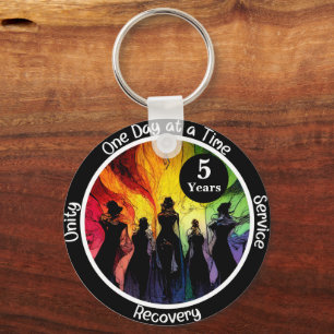 Custom LGBTQ Witchy Recovery Milestone Gift Key Ring