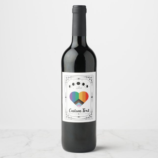 Custom LGBTQIA Pride Tarot Rainbow Love Keepsake Wine Label (Front)