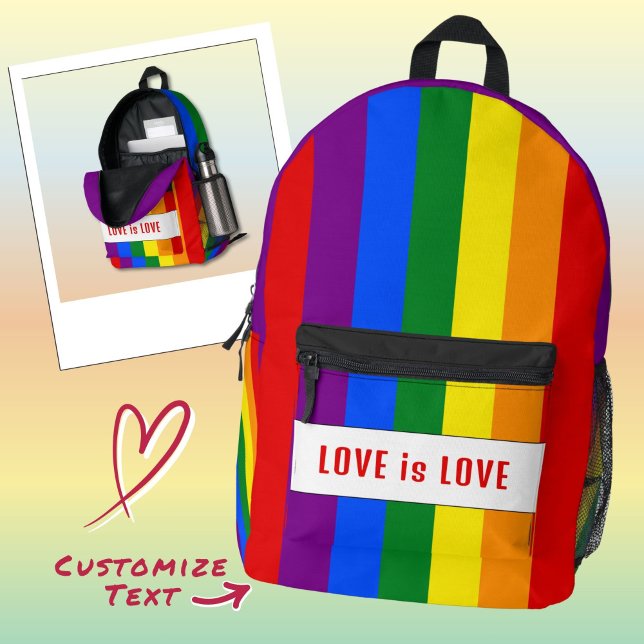 Custom LGBTQIA+ Rainbow Flag Love Stripe for Pride Printed Backpack (Creator Uploaded)