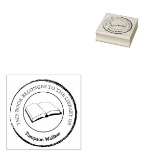 Custom Library Books Rubber Stamp