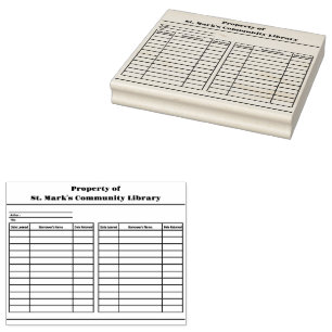 Custom Library Borrower Record Bookplate Rubber Stamp