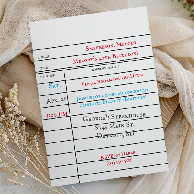 Custom Library Checkout Card Birthday Party (Creator Uploaded)