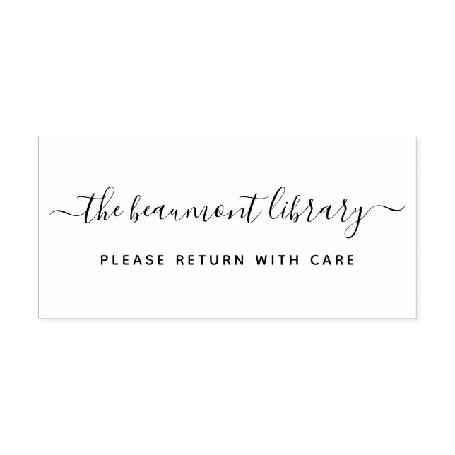 Custom Library Name Modern Please Return With Care Rubber Stamp (Imprint)