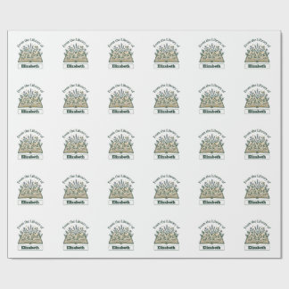 Custom Library of Name Floral Sticker Wrapping Paper