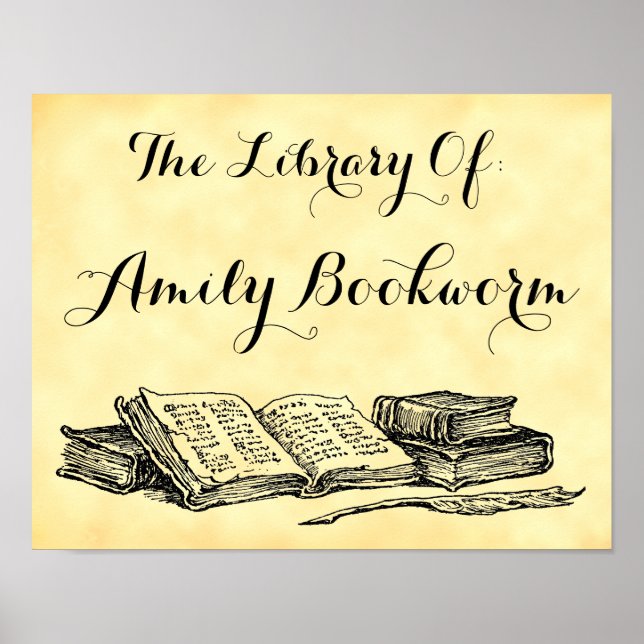 Custom Library of Vintage Books Faux Parchment Poster (Front)