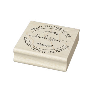 Custom Library Stamp Floral Book