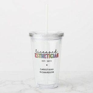 Custom Licensed Aesthetician Cosmetologist Acrylic Tumbler