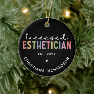 Custom Licensed Aesthetician Cosmetologist  Ceramic Tree Decoration