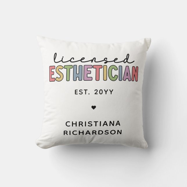 Custom Licensed Aesthetician Cosmetologist Cushion (Front)