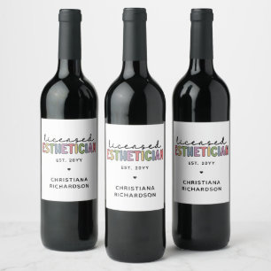 Custom Licensed Aesthetician Cosmetologist Wine Label