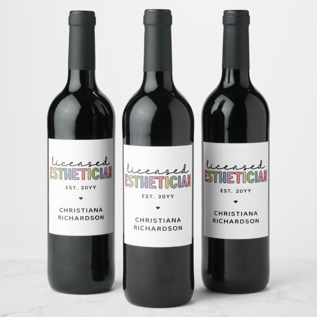 Custom Licensed Aesthetician Cosmetologist Wine Label (Bottles)