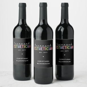 Custom Licensed Aesthetician Cosmetologist Wine Label