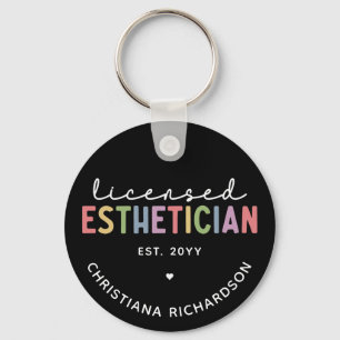 Custom Licensed Esthetician Cosmetologist Key Ring