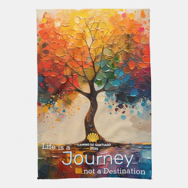 Custom Life is a Journey Not a Destination  Tea Towel (Vertical)