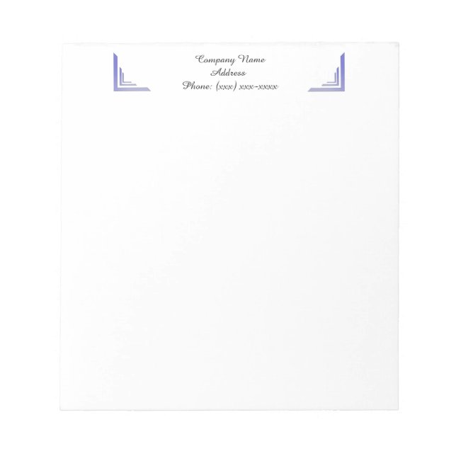 Custom Light Blue Corner Business Notepad (Front)