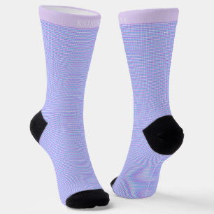 Custom Light Blue Pink Purple Checkered Pattern Socks