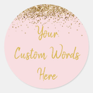 Custom Light Blush Pink Gold Birthday Party Favour Classic Round Sticker
