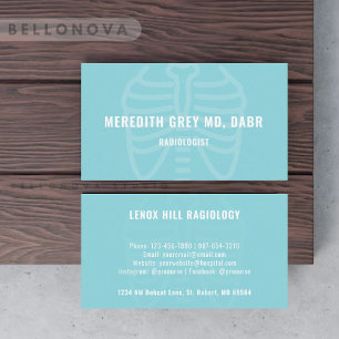 Custom Light Bright Blue White Radiologists Business Card