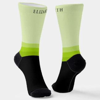 Custom Light Dark Bright Green Black Colour Block Socks