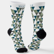 Custom Light Dark Green White Geometric Pattern