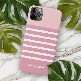 Custom Light Dusty Rose Blush Pink Stripes Pattern Case-Mate iPhone Case