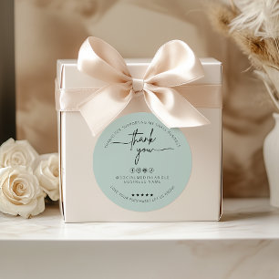 Custom Light Green Sticker Thank You Label