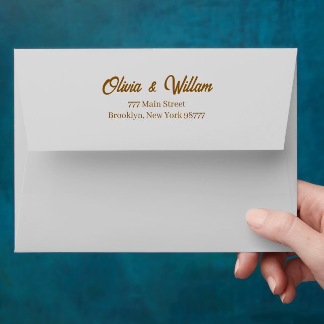 Custom light grey Faux Gold Foil Formal 5x7 Envelope (Hand)