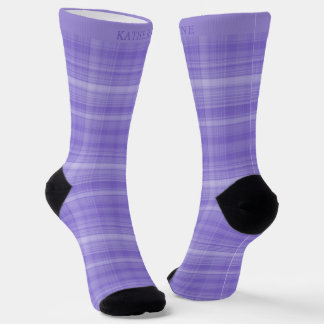 Custom Light Lavender Dark Purple Checkered Socks