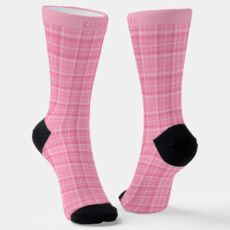 Custom Light Pink Dark Rose Checkered Pattern Socks
