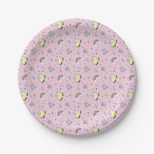 Custom Light Pink Pegasus Party Paper Plate