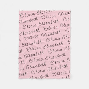Custom Light Pink Personalised Baby Girl Gift Fleece Blanket
