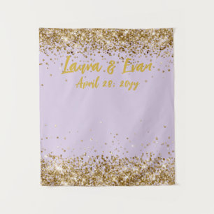 Custom Light Purple and Gold Wedding Photo Booth  Tapestry