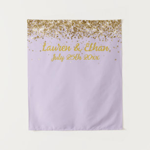 Custom Light Purple and Gold Wedding Photo Booth Tapestry