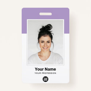 Custom Light Purple Employee Large Photo Logo Name ID Badge