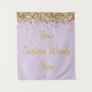 Custom Light Purple Gold Birthday Party Photobooth Tapestry