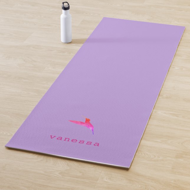 Custom Light Purple Hummingbird Yoga Mat (In Situ)