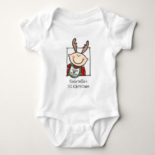 Custom Light Skin Tone Baby's First Christmas Baby Bodysuit