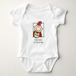 Custom Light Skin Tone Baby's First Christmas Baby Bodysuit