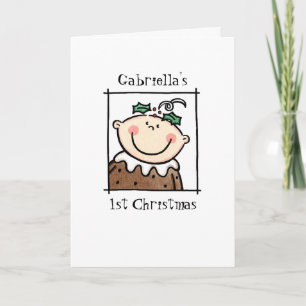 Custom Light Skin Tone Baby's First Christmas Holiday Card
