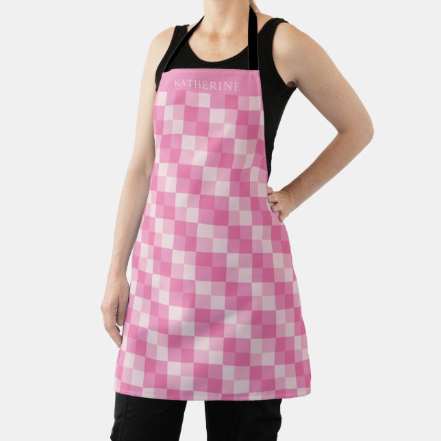 Custom Light Soft Pastel Pastel Chequered Pattern Apron (Insitu)