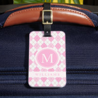 Custom Light Soft Pastel Pink White Argyle Pattern