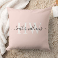 Custom Light Soft Pastel Solid Pink White Monogram