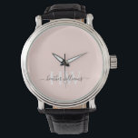 Custom Light Soft Pastel Solid Pink White Monogram Watch<br><div class="desc">Elevate your style or mark a special occasion with a custom watch that’s as unique as you are. Fully customisable with names, logos, monograms, or artwork, these watches are the perfect blend of style and functionality. Crafted with precision and high-quality materials, they feature durable straps in leather or stainless steel...</div>