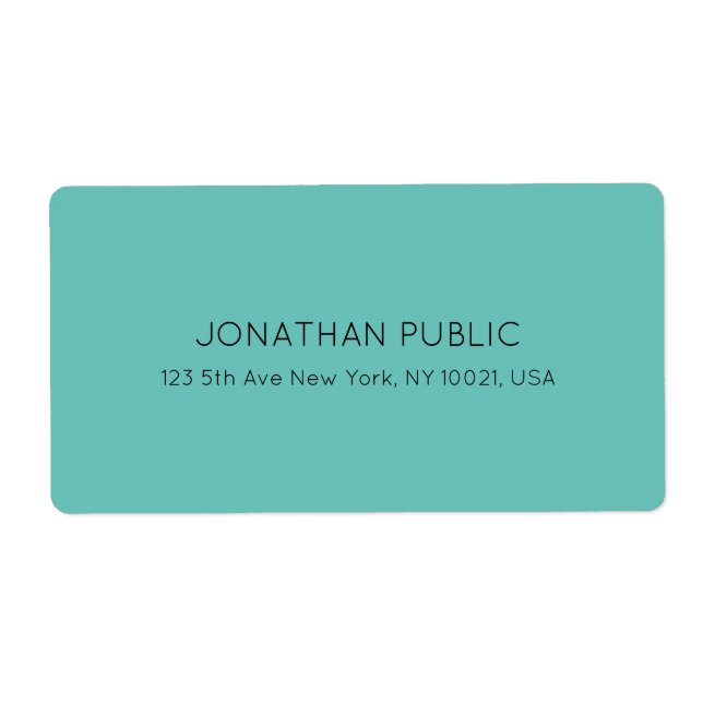 Custom Light Teal Blue Green Shipping Address (Front)