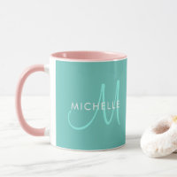 Custom Light Teal Template Names Initial Monogram