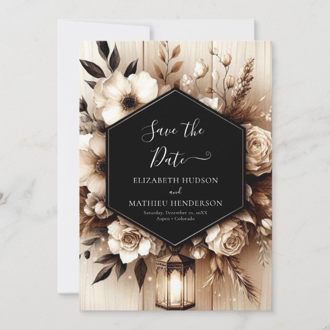 Custom Lights Rustic Wedding Save The Date (Front)