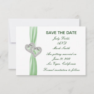 Custom Lime Hearts Save The Date Card